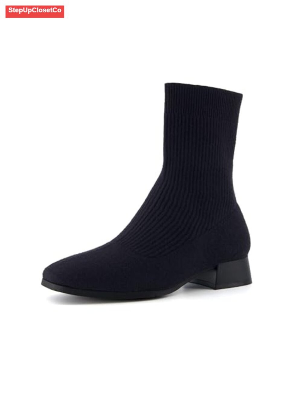 Women's Knit Ankle Boot with Block Heel + Memory Foam, Wide Widths